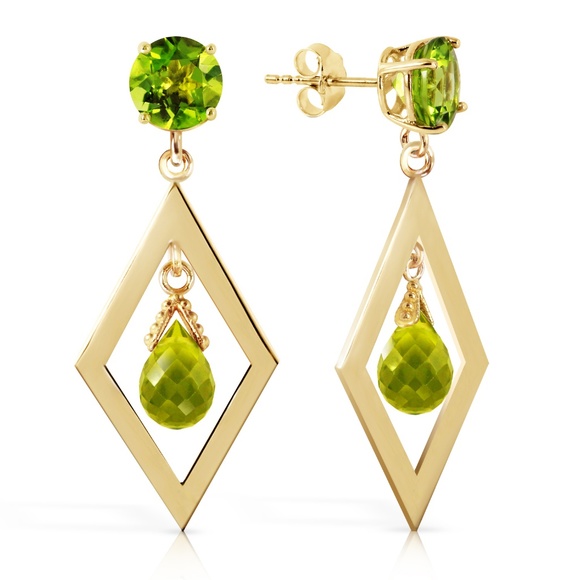 14K. SOLID GOLD CHANDELIERS EARRING WITH PERIDOTS - Picture 3 of 6